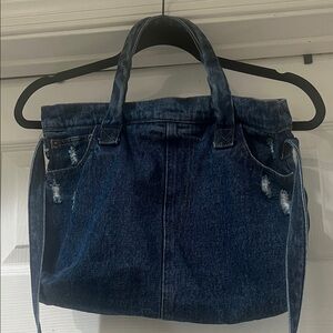 Denim Tote Crossbody Bag